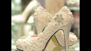 'Lace rhinestones Wedding shoes new design for womens white fashion 2017'