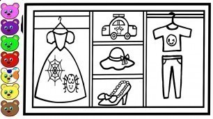 'Clothes, Dress Drawing and Coloring Pages/Fashion Closet For Kids/Learn Colors'