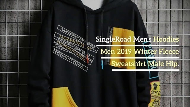 'SingleRoad Men\'s Hoodies Men 2019 Winter Fleece Sweatshirt Male Hip Hop Japanese Streetwear'