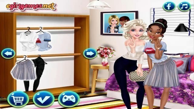 'Disney Frozen games: Elsa And Tiana BFFs - Shopping and Dress up الأميرة اللباس إلسا وتيانا'