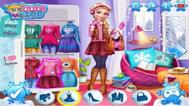 'Frozen Game Dress up Makeup for Elsa and Anna Winter Trendy Outfit'