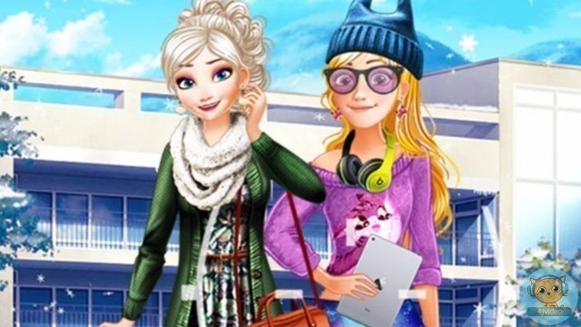 'Princesses Winter School Lookbook - Frozen Elsa, Rapunzel Disney Princess dress up games for girls'