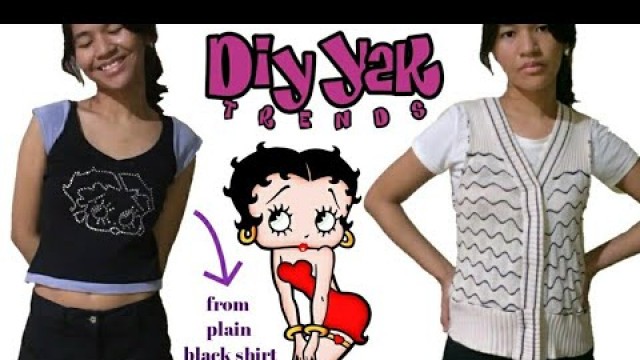 '90s and Y2K Trends THRIFT FLIP ☆ DIY sweater vest, two tone baby tee, rhinestones ☆'