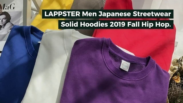 'LAPPSTER Men Japanese Streetwear Solid Hoodies 2019 Fall Hip Hop Korean Sweatshirts Hoodies velvet'