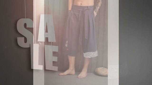 'Japanese Fashion Men Loose Linen Cropped Pants BE011 Kawaii Clothes #short SpreePicky'