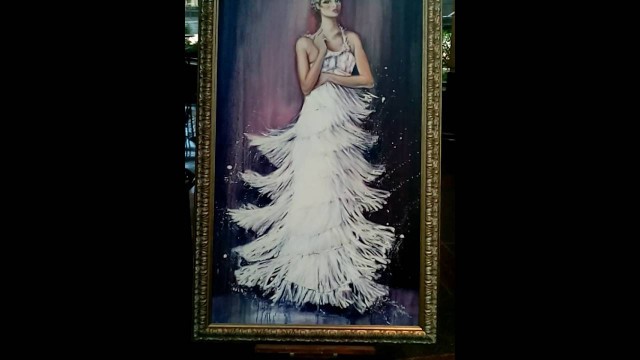 'Painting of Roaring Twenties WomAn in Dresses in the Bausch & Lomb Building on Clinton Avenue in Roc'