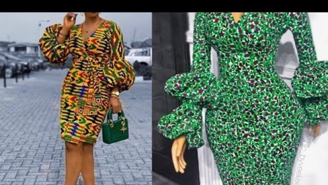 'Fashion Dresses For Women, African Print Clothing for Women, Ankara With Puff Sleeves Designs'